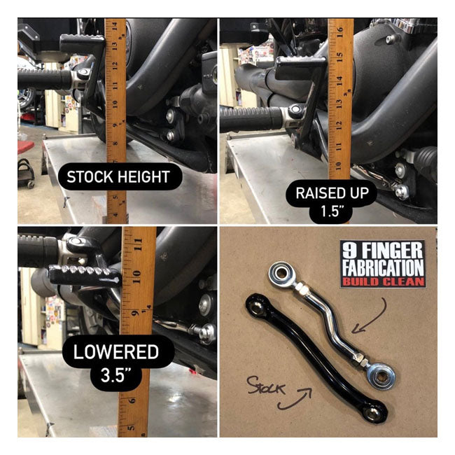 9Finger Fabrication, M8 mid-control brake linkage. Black Brake Rods 9 Finger Fabrication Llc