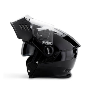 Simpson Helmets Darksome (Mod Bandit) Helmet, Black Metal Modular Helmet Simpson Helmets