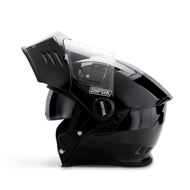 Simpson Helmets Darksome (Mod Bandit) Helmet, Black Metal Modular Helmet Simpson Helmets