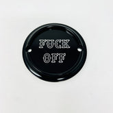 F*ck Off 2 Holes Ignition Cover, Black - Shovel & Evo & 04+ Sportster Death Metal Racing