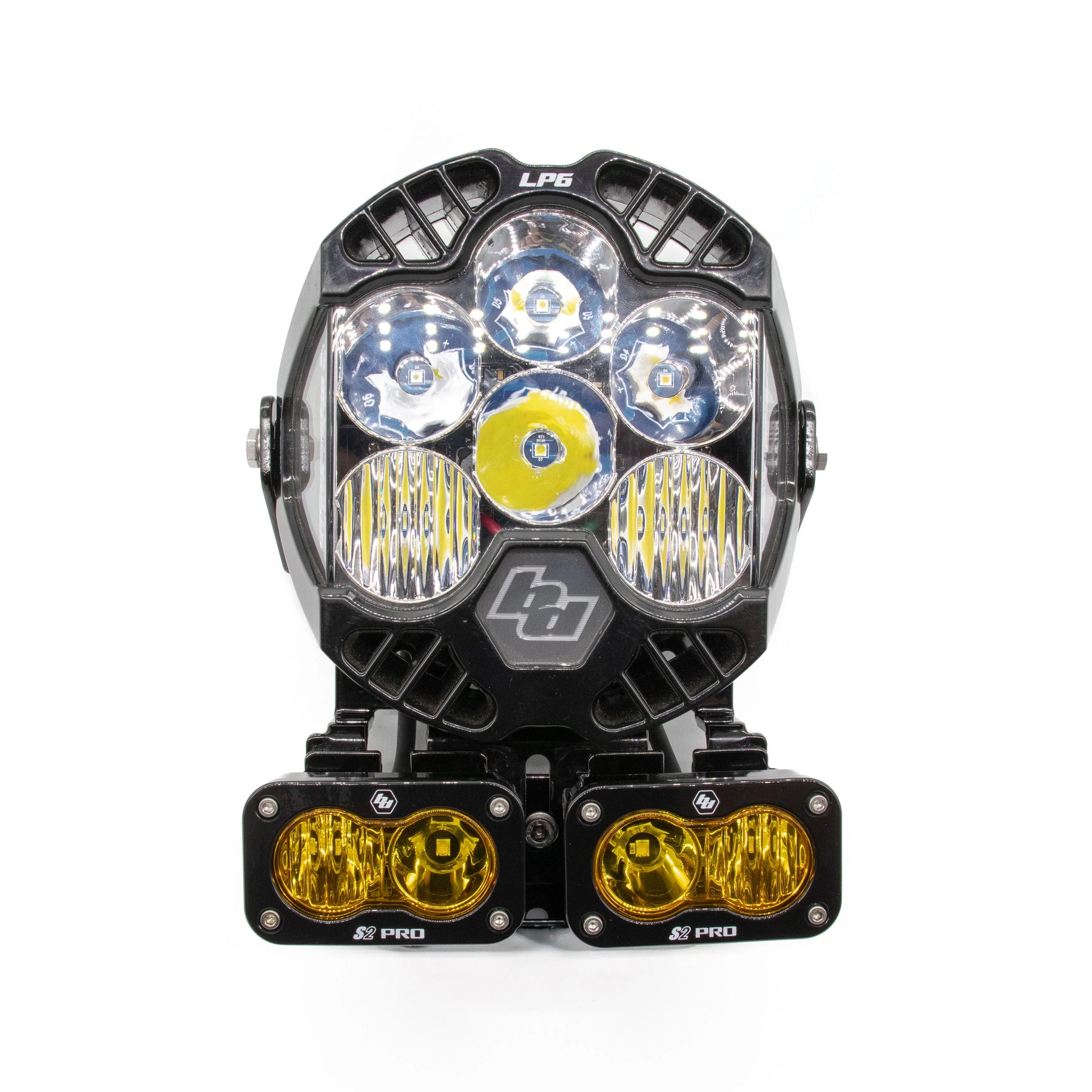 A10 Moto 3.5" Universal "Naked" Lp6 Mount With Dual S2's Combo Kit Fits Low Rider S And Dynas A10 Moto New Softail/Touring White S2 Sport Driving Combo White