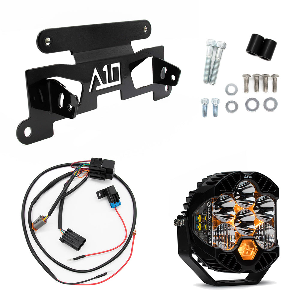 A10 Moto Low Rider ST "Cut In" Recessed LP6 Mount Combo Kit - Bracket & Harness w/ 1 Clear LP6 Headlight A10 Moto