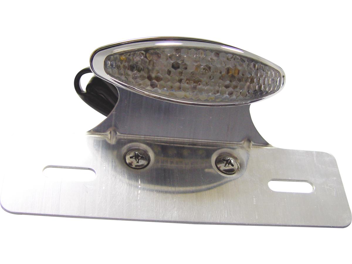 Cce Sport Cateye Led Taillight With License Plate Bracket Chrome Clear Led Cce Default Title
