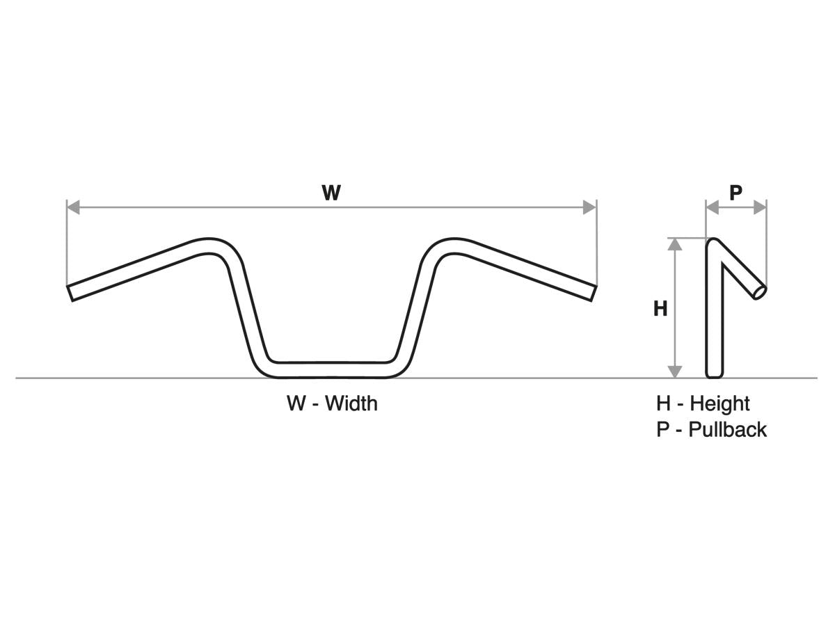 Wild 1 8.5 Chubby Classic Ape Hanger Handlebar Non Dimpled 3 Hole Chrome 1 1/4" Throttle By Wire Throttle Cables Wild 1