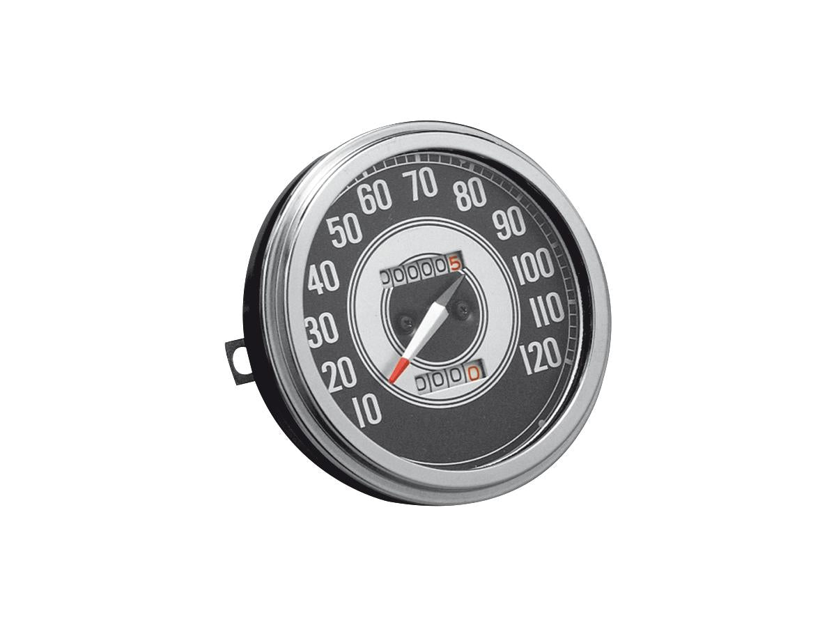 Motor Factory 41 45 Fl Style Speedometer Scale: 120 Mph; Scale Color: Black/Silver; Ratio 1:1 Motor Factory
