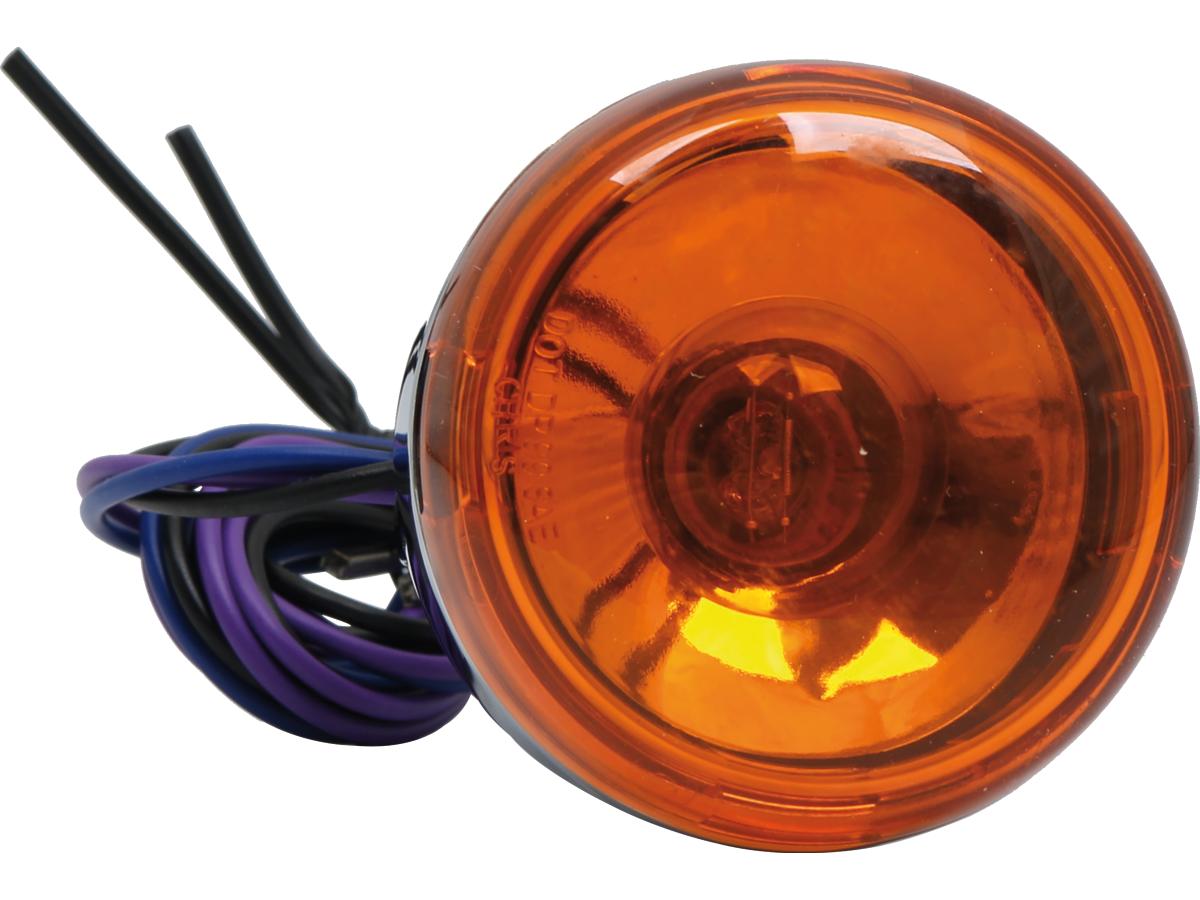 Cce Deuce Style Turn Signal Front, Wires Exit Behind Mounting Hole Chrome Amber Dual Filament Cce Default Title