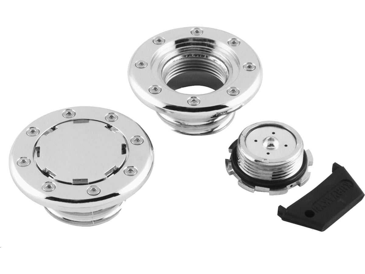 Kuryakyn Non Vented Flush Mount Gas Cap Left Hand Thread Chrome Kuryakyn