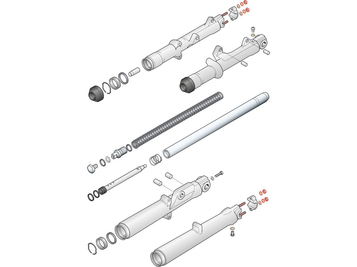 Colony Fork Slider Bottom Cap Stud And Nut Kit 73 Up Showa And Kayaba Chrome Colony