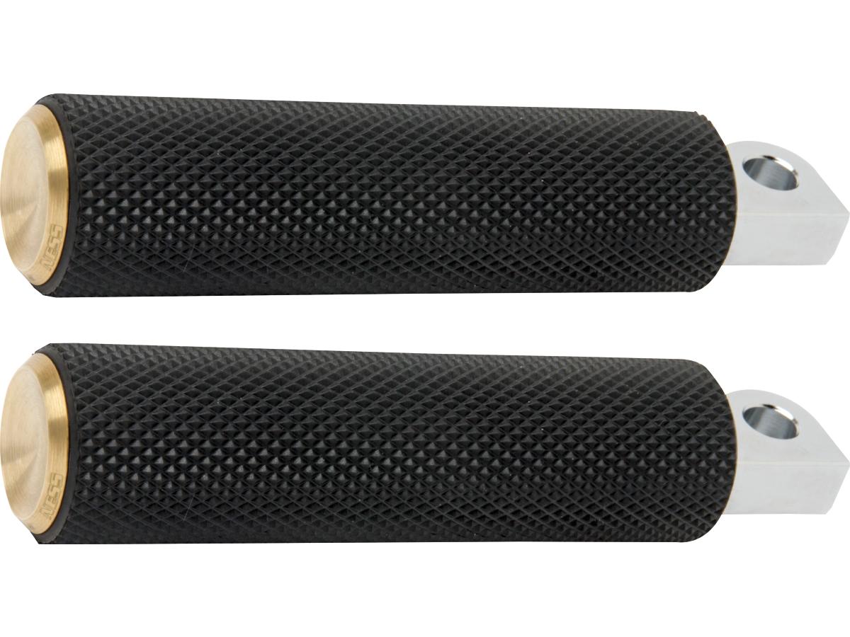 Arlen Ness Knurled Rubber Footpegs Black Rubber, Brass Endcap Arlen Ness Default Title