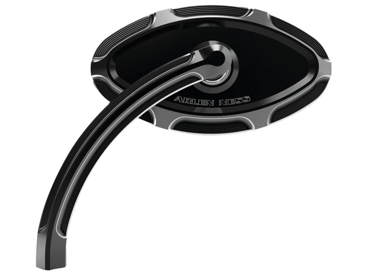 Arlen Ness Beveled Cat Eye Mirror Short Stem Black Anodized Left Arlen Ness