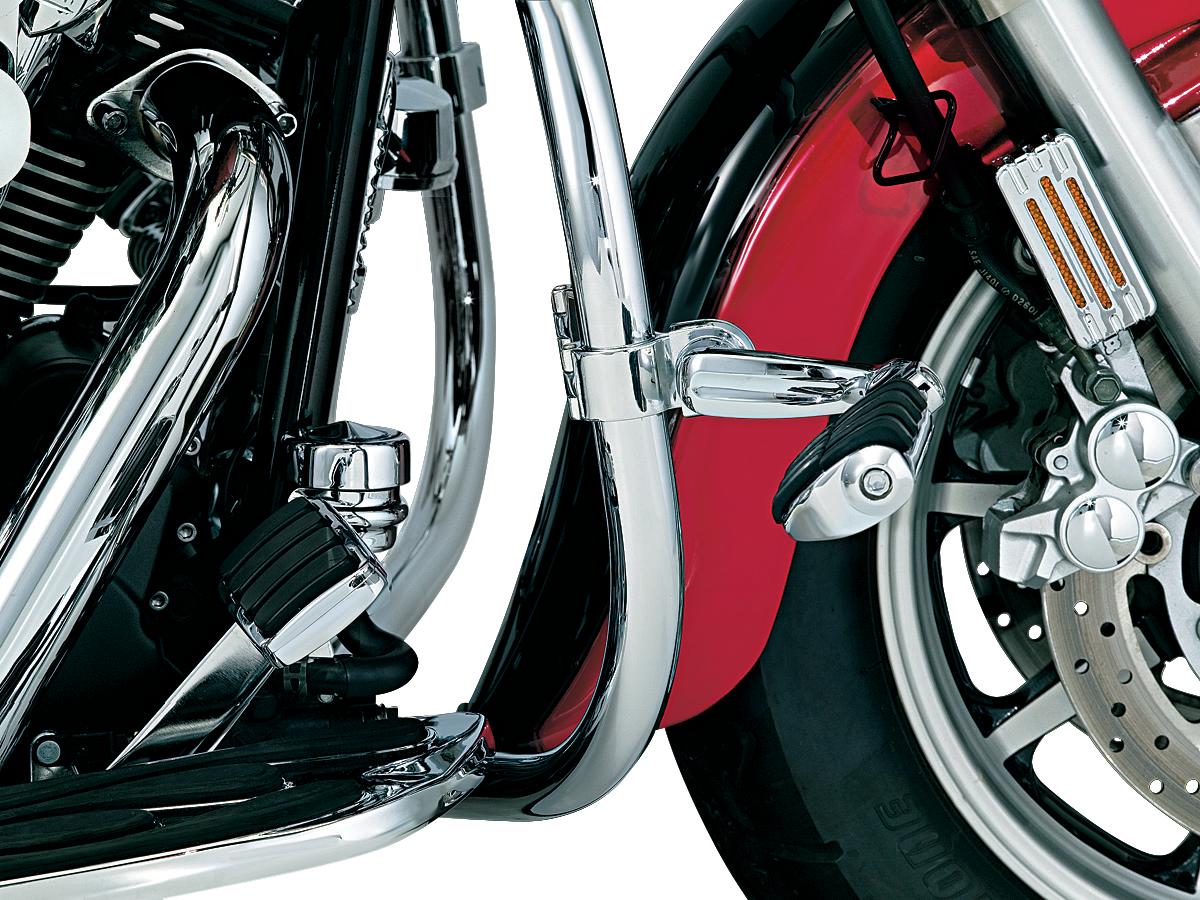 Kuryakyn Longhorn Offset Highway Pegs With 1 1/4" Magnum Quick Clamp Dually Pegs Chrome Kuryakyn
