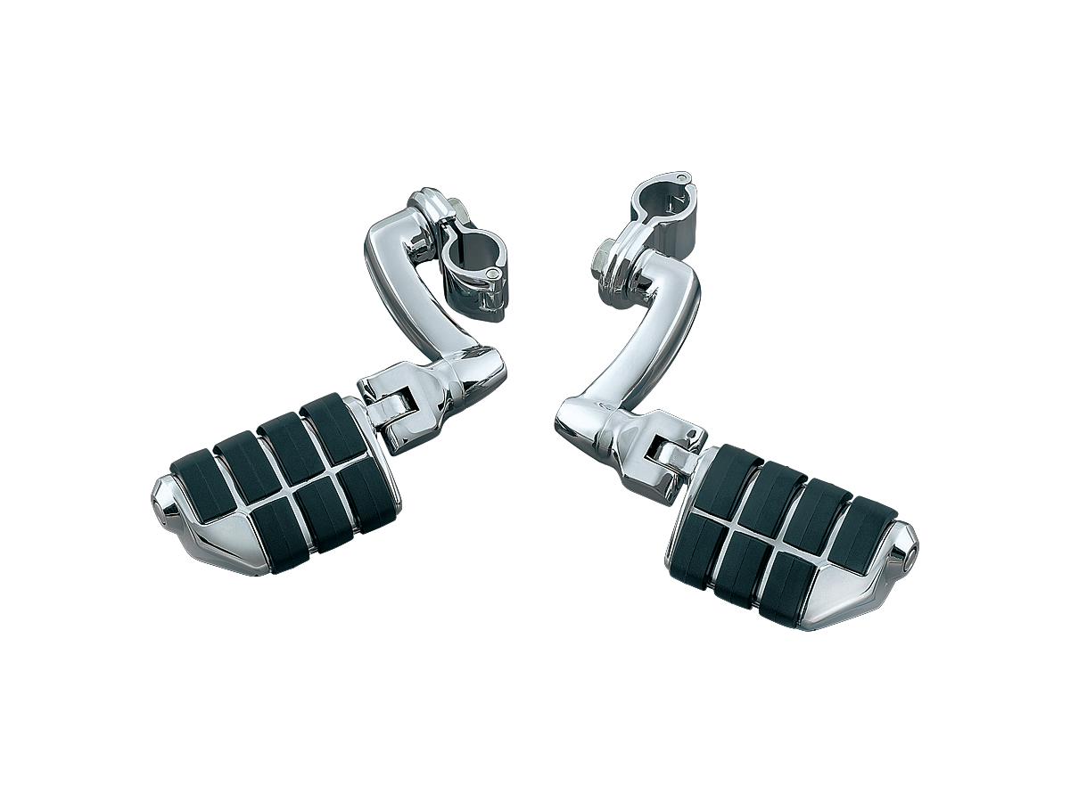 Kuryakyn Longhorn Offset Highway Pegs With 1 1/4" Magnum Quick Clamp Dually Pegs Chrome Kuryakyn