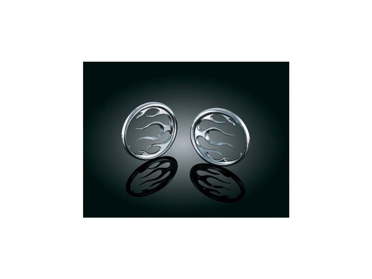 Kuryakyn Flame Speaker Grills Chrome Kuryakyn