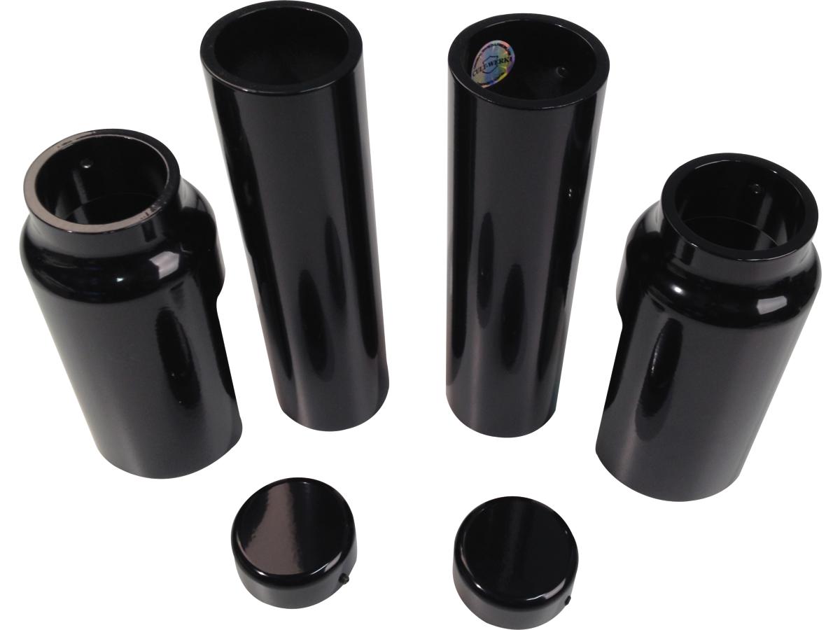 Cult Werk 6 Piece Fork Covers With Lower Fork Aluminum Covers Plain Gloss Black Powder Coated Cult Werk Default Title
