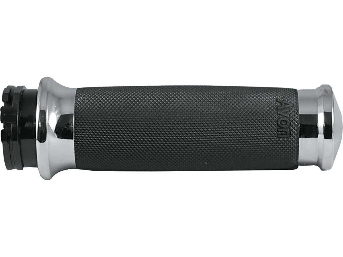 Avon Performance Grips Custom Contour Grips Black Rubber Chrome 1" Throttle Cables Avon Grips Default Title