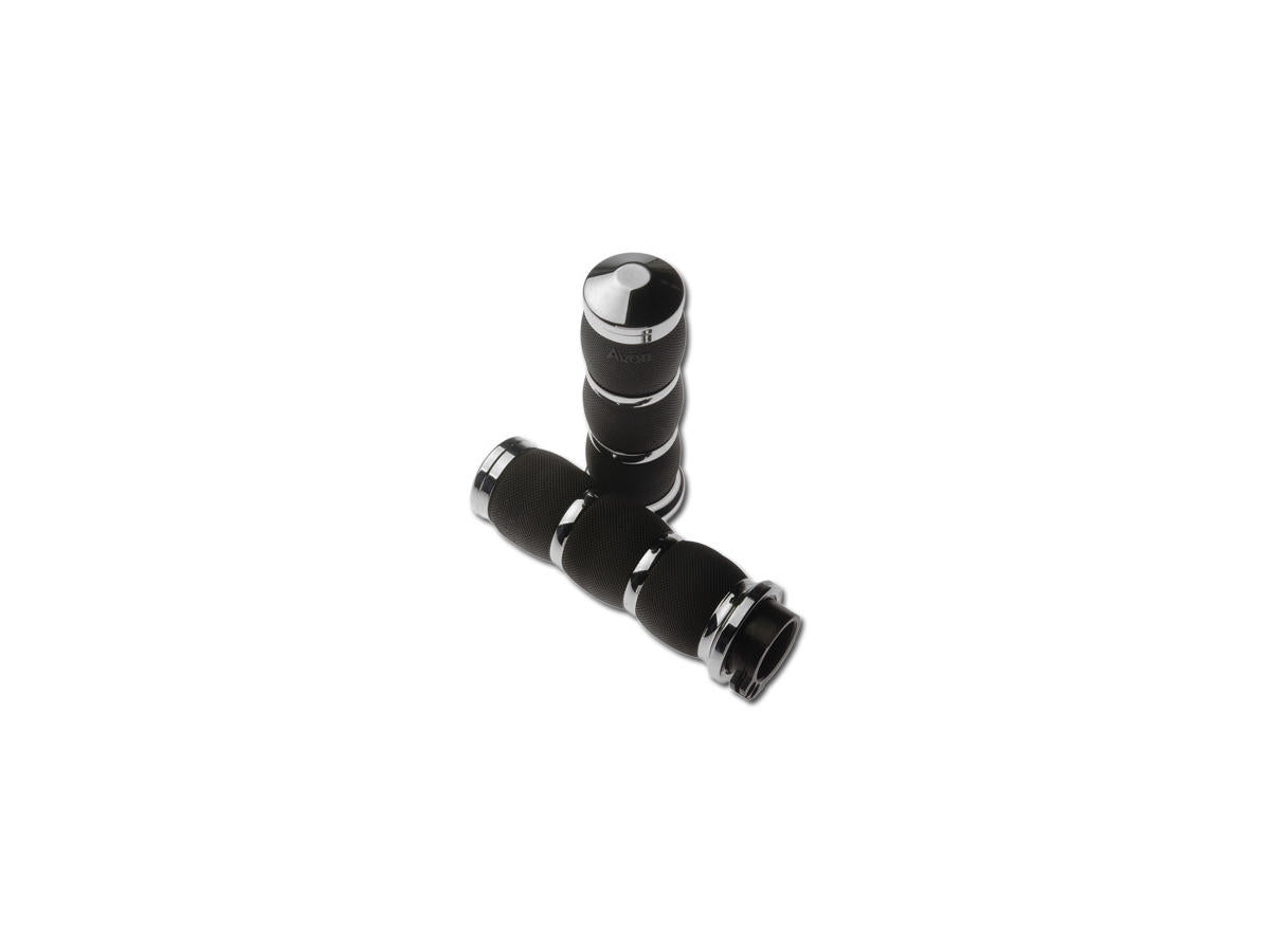 Avon Performance Grips Air Cushion Grips Black Rubber Chrome 1" Throttle Cables Avon Grips
