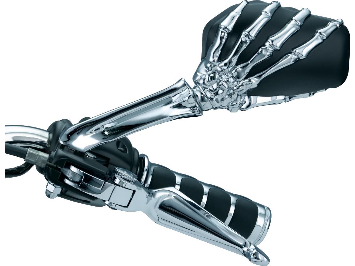 Kuryakyn Skeleton Hand Mirror Chrome Stem, Black Head Black, Chrome Kuryakyn Default Title