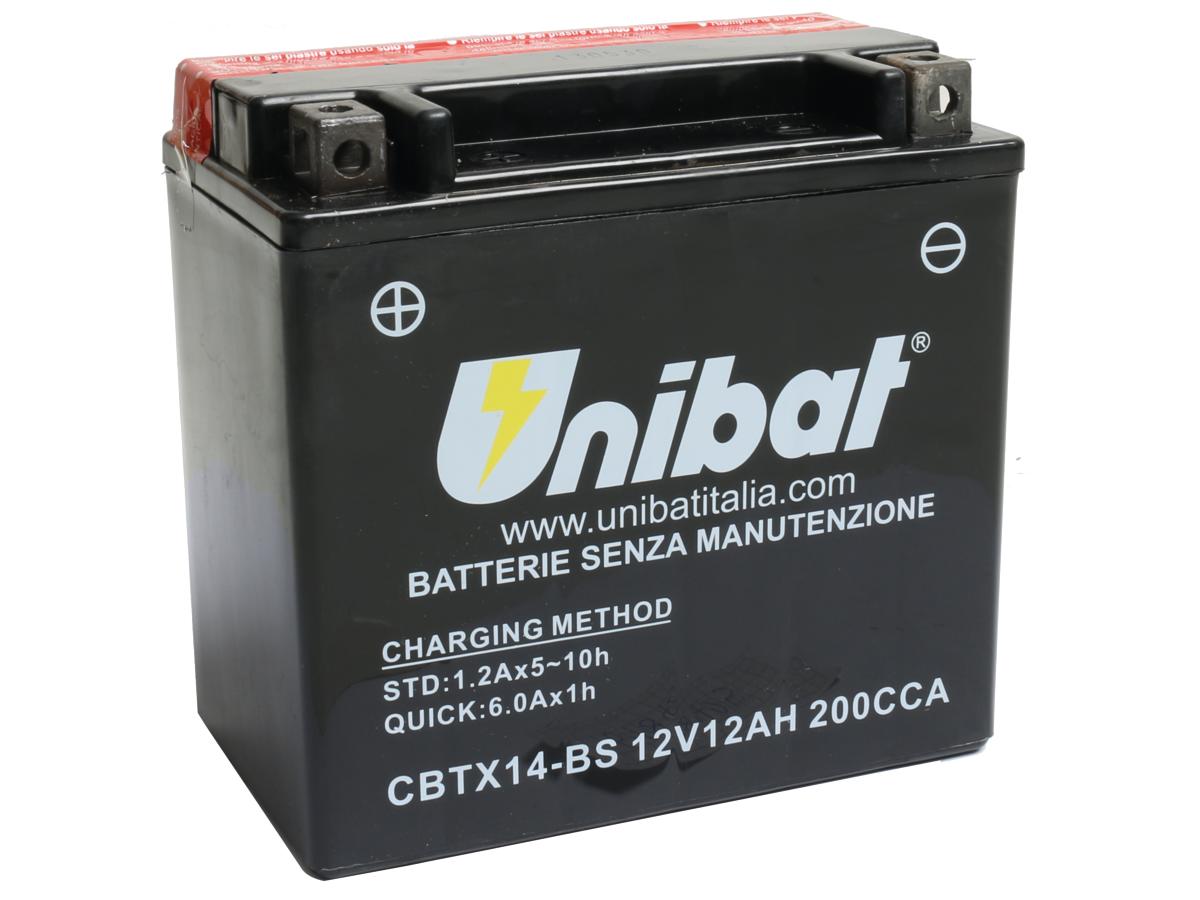 Unibat Maintance Free Series Cbtx14 Bs Battery Dry Battery With Acid Pack Agm, 200 A, 12.0 Ah Unibat Default Title