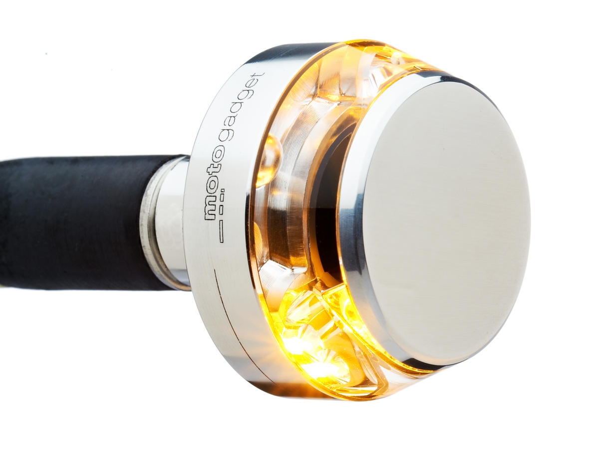 Motogadget Mo.Blaze Disc Led Bar End Turn Signal Left Side Aluminium Polished Clear Led Motogadget