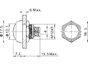 Cce Stainless Steel Push Button M12x1 Stainless Steel Cce