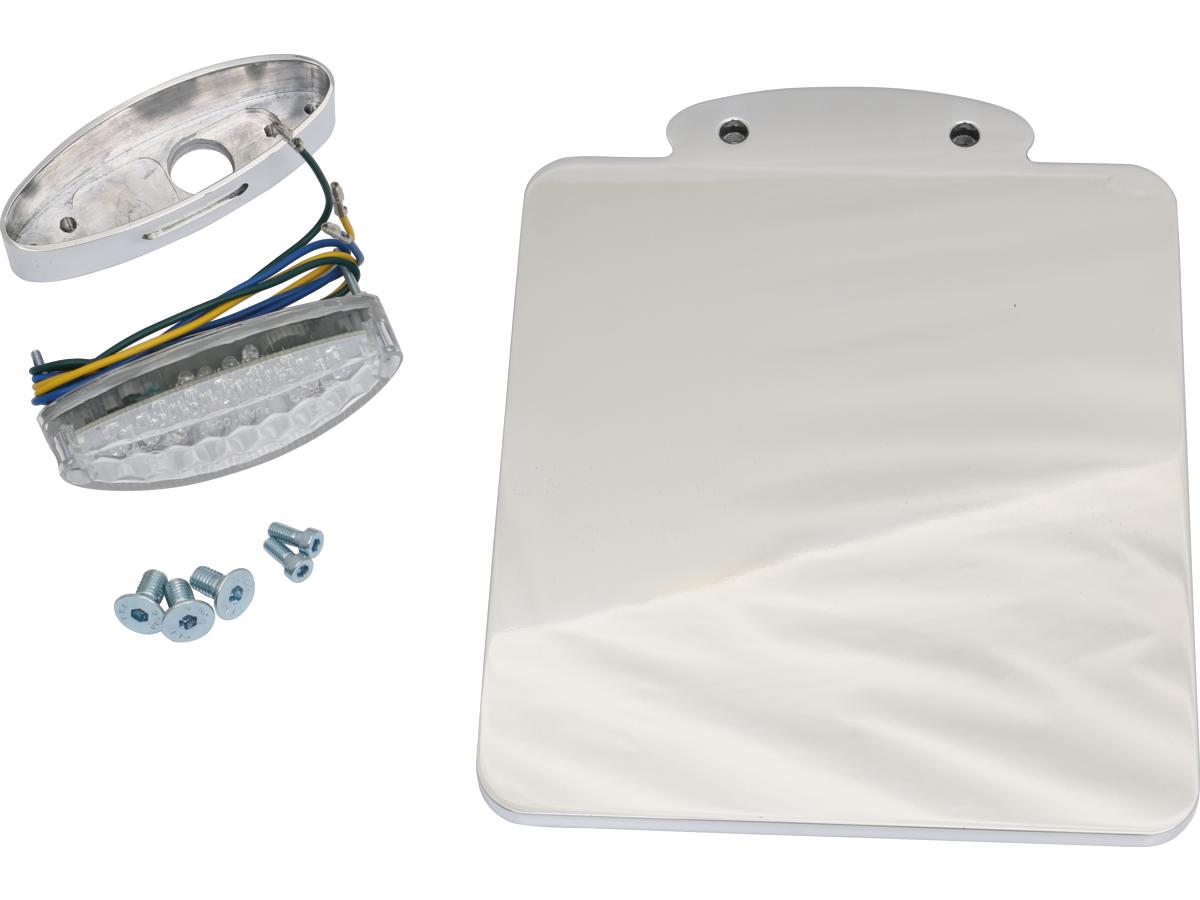 Ricks Motorcycles Ricks Rod License Plate Base Plate With Tail And License Plate Light Including Tail And License Plate Light, German Size 180 X 200mm Aluminium Polished Ricks Motorcycles Default Title