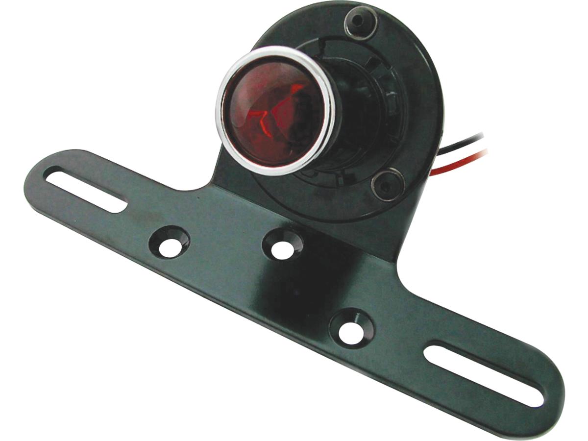 Cce Classic Round Taillight With License Plate Bracket Chrome Black Powder Coated Red Dual Filament Cce Default Title