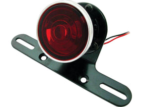 Cce Classic Round Taillight With License Plate Bracket Chrome Black Powder Coated Red Dual Filament Cce