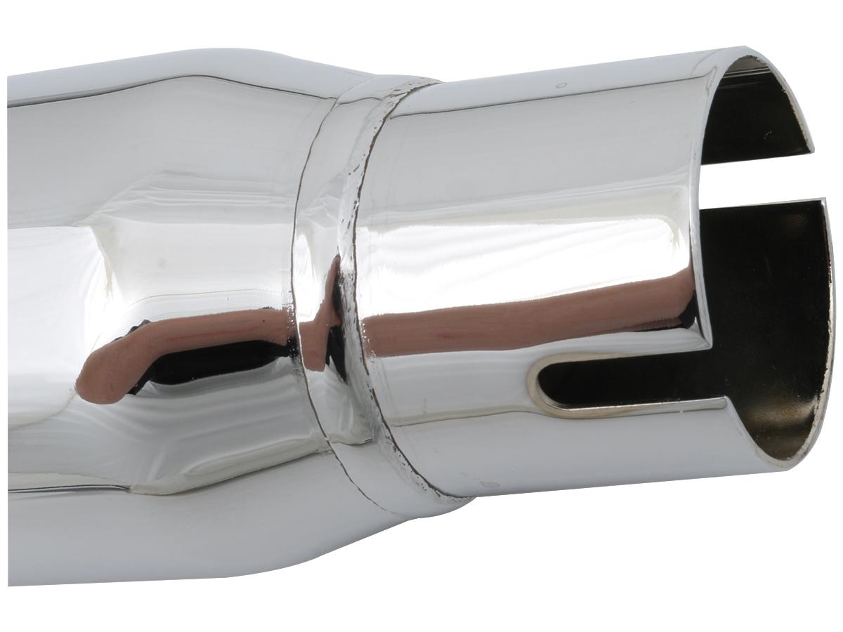 Paughco Universal Fishtail Muffler With Slider For Right Side Installation Chrome Paughco
