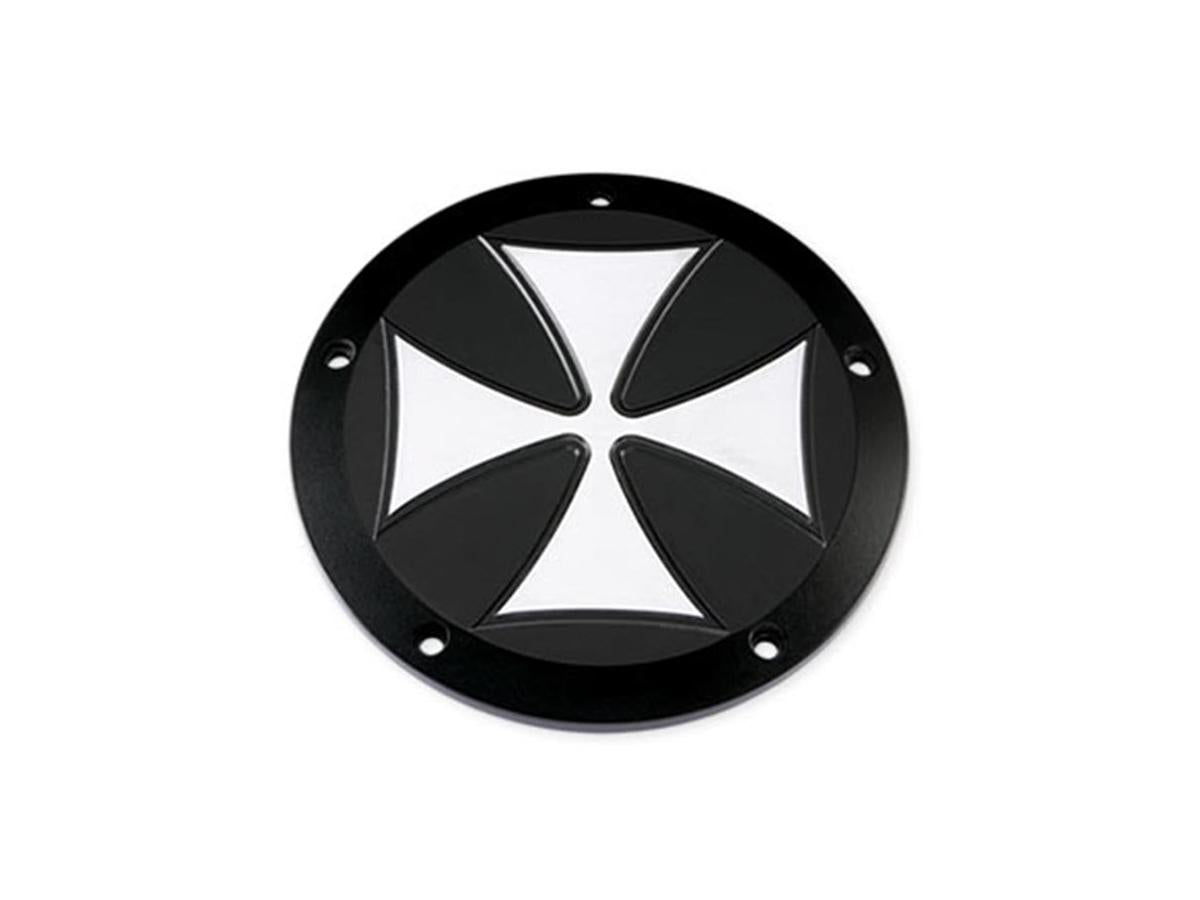 Hells Kitchen Choppers Iron Cross Derby Cover 6 Hole Black Satin Hells Kitchen Choppers Default Title