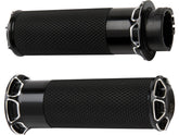 Arlen Ness Beveled Fusion Grips Black Anodized 1" Throttle Cables Arlen Ness Default Title
