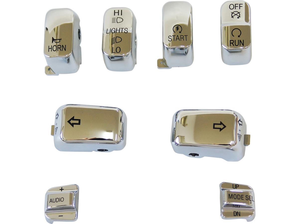 Cce 8 Pc Switch Cap Set With Audio Chrome Hand Control Switch Cap Kit With Audio Button Cce Default Title