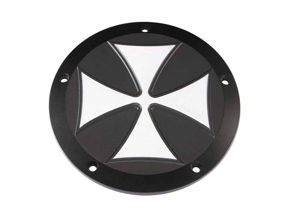 Hells Kitchen Choppers Iron Cross Derby Cover 5 Hole Black Satin Hells Kitchen Choppers Default Title