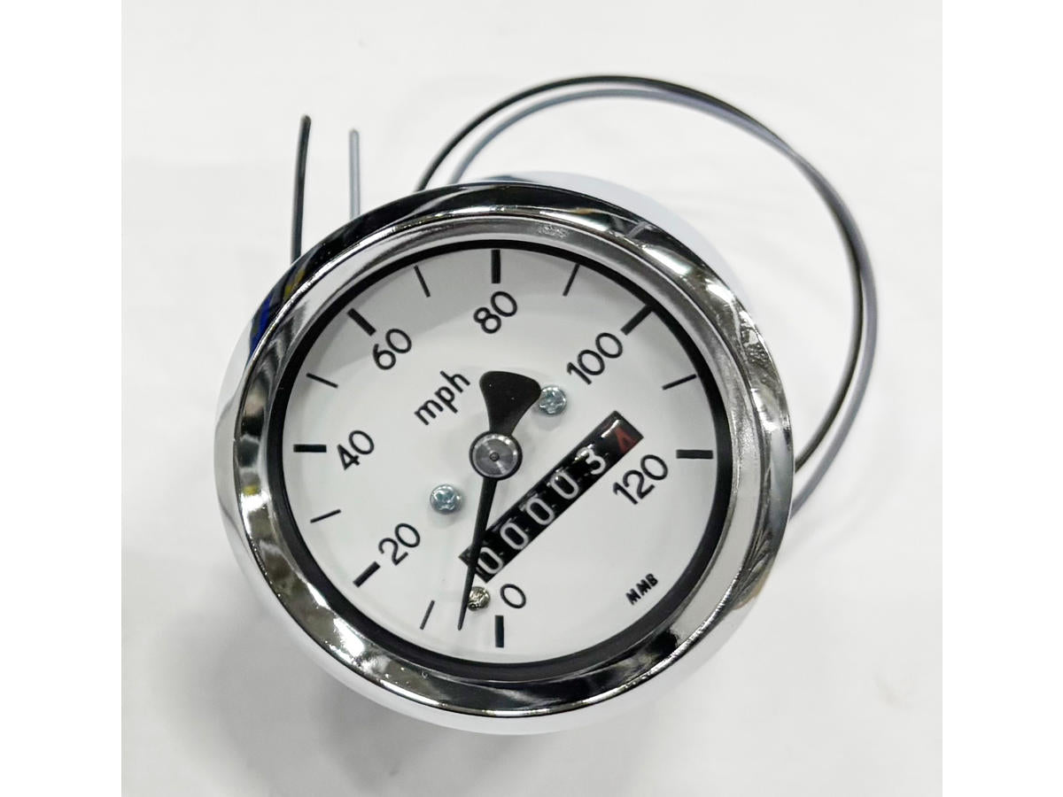 Mmb 60mm Basic Speedometer Scale: 120 Mph; Scale Color: White Chrome 60.0 Mm Mmb Default Title