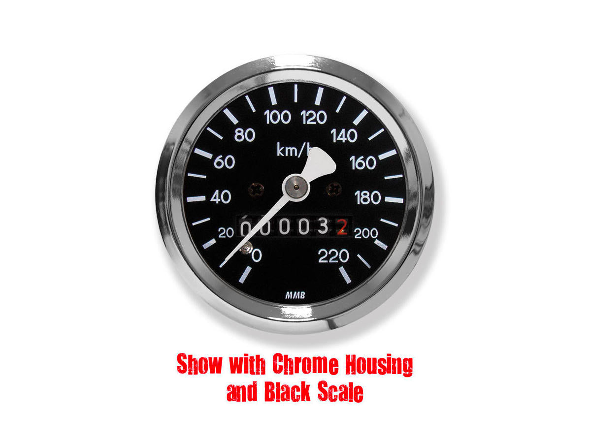 Mmb 60mm Basic Speedometer Scale: 120 Mph; Scale Color: White Chrome 60.0 Mm Mmb Default Title