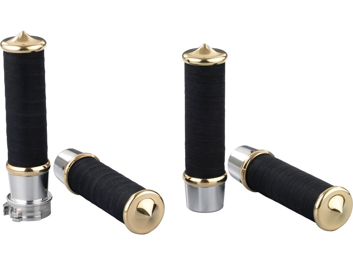 Kustom Tech Fabric Tape Grips For External Throttle Aluminium Polished Brass Polished 1" Kustom Tech Default Title