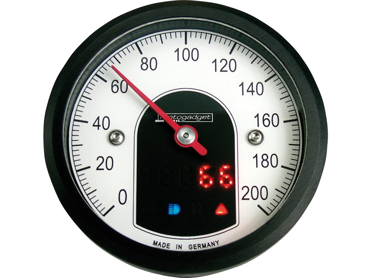 Motogadget Motoscope Tiny Speedometer Scale: 200 Mph; 200 Km/H; Scale Color: White Black 49 Mm Motogadget