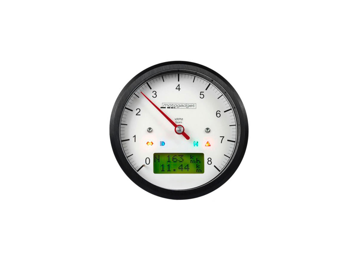 Motogadget Mg Motoscope Classic 8 K Scale Blkanodized Bezel Withe Face Tachometer Motogadget Default Title