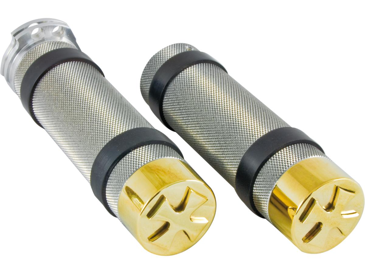 Hells Kitchen Choppers Retro Iron Cross Grips Aluminium 1" Throttle Cables Hells Kitchen Choppers Default Title