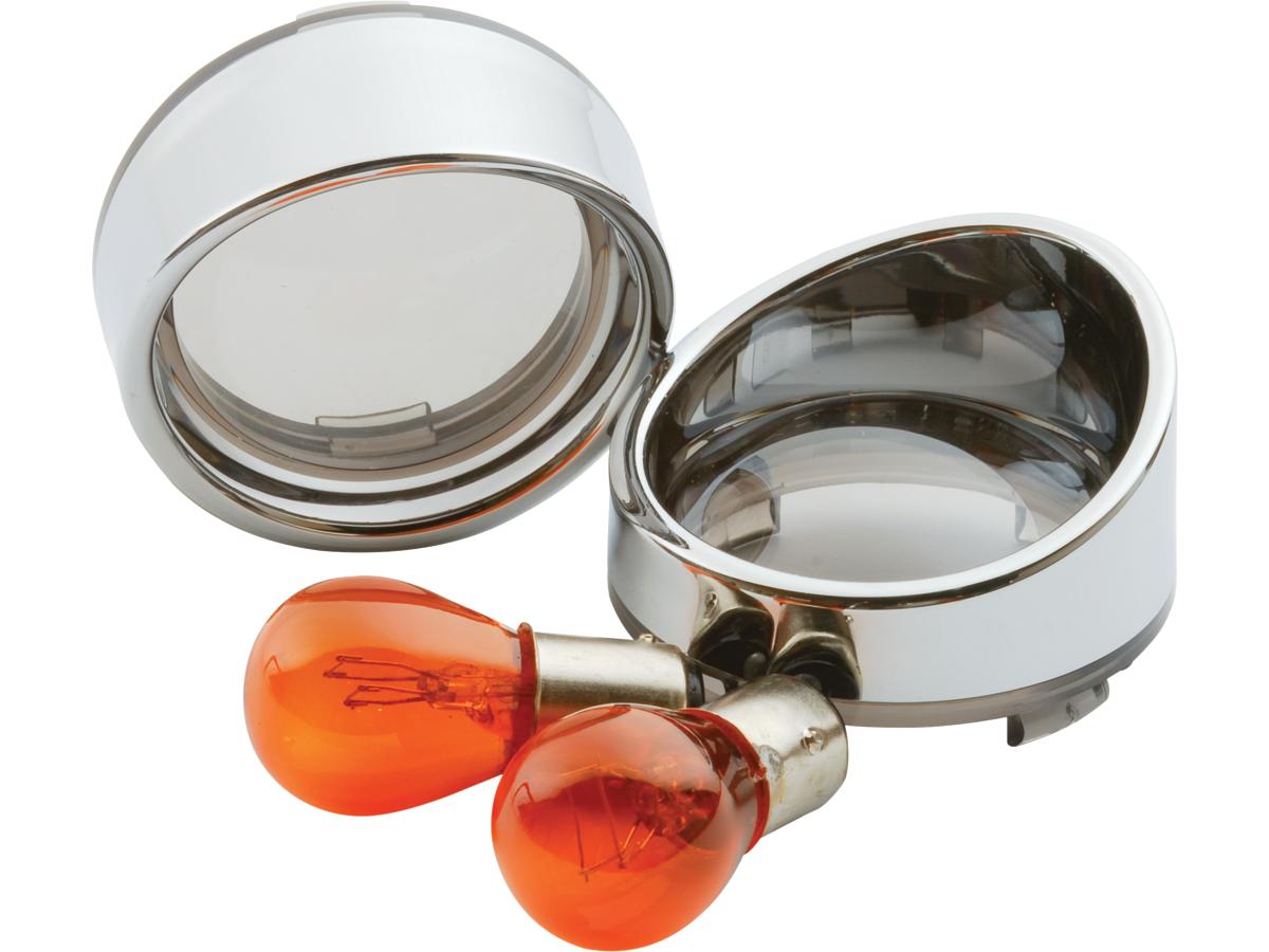 Cce Visor Bezel Kit For Deuce Style Turn Signals Smoke Lens, With Amber Bulb, Single Filament Chrome Cce Default Title