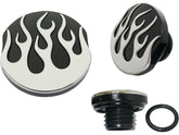 Cce Custom Flamed Gas Cap Set Of Left And Right Cap (Vented And Non Vented) Black Cce Default Title