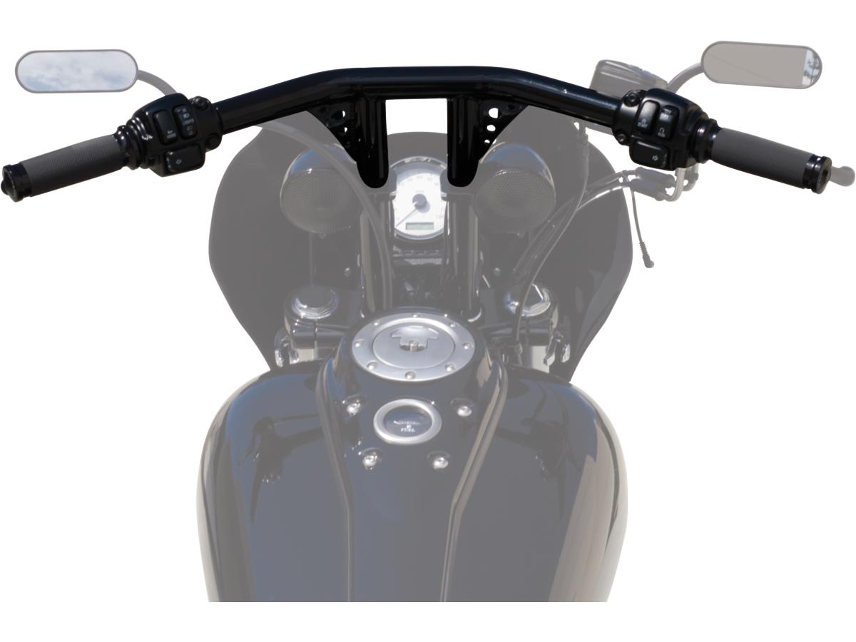 Santee 10 Straight Up T Bar Handlebar Non Dimpled 4 Hole Black Powder Coated 1 1/4" Throttle By Wire Throttle Cables Santee