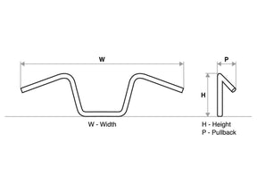 Santee 19 Standard Ape Hanger Handlebar Non Dimpled 3 Hole Black Powder Coated 1 1/4" Throttle By Wire Throttle Cables Santee
