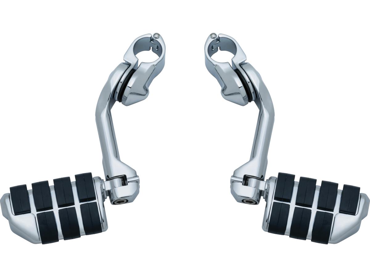 Kuryakyn Tour Tech Cruise Mounts With Heavy Duty Quick Clamps And Offset Arm Long Arm, Dually Iso Pegs Chrome Kuryakyn