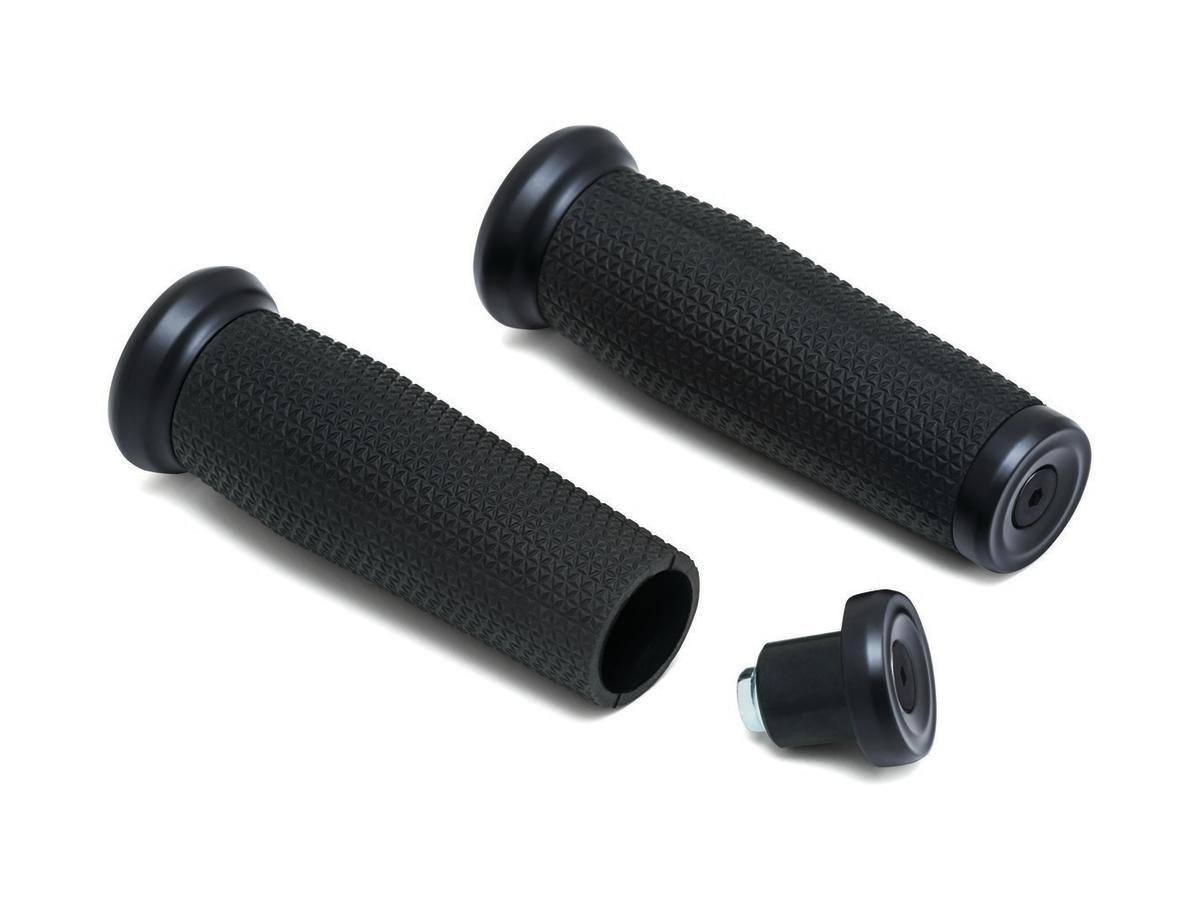 Kuryakyn Thresher Open Ends Grips Open Grip Ends With Bar Mounted End Caps Black Satin 1" Throttle By Wire Throttle Cables Kuryakyn Default Title