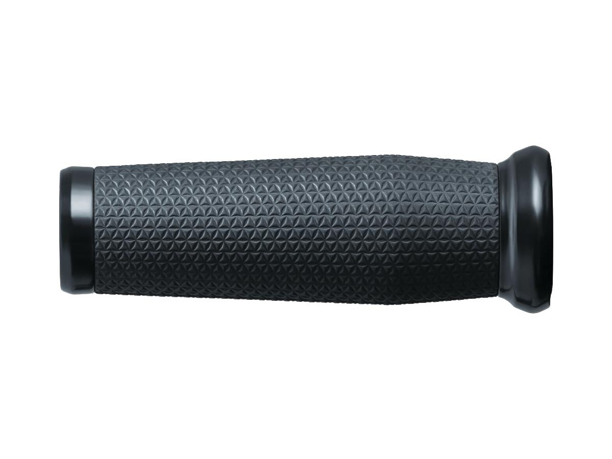 Kuryakyn Thresher Open Ends Grips Open Grip Ends With Bar Mounted End Caps Black Satin 7/8" Throttle By Wire Throttle Cables Kuryakyn