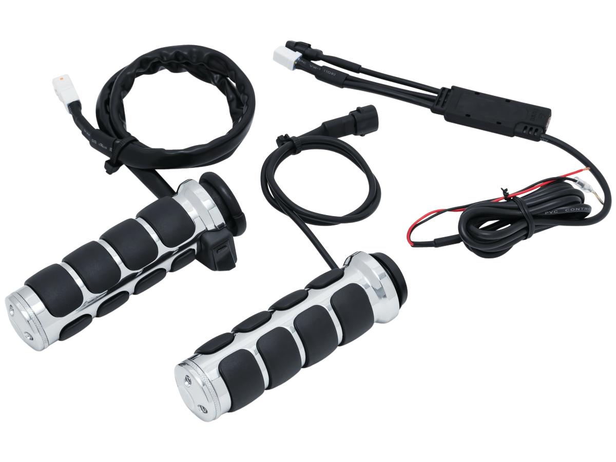Kuryakyn Iso Heated Grips Chrome 1" Throttle By Wire Kuryakyn