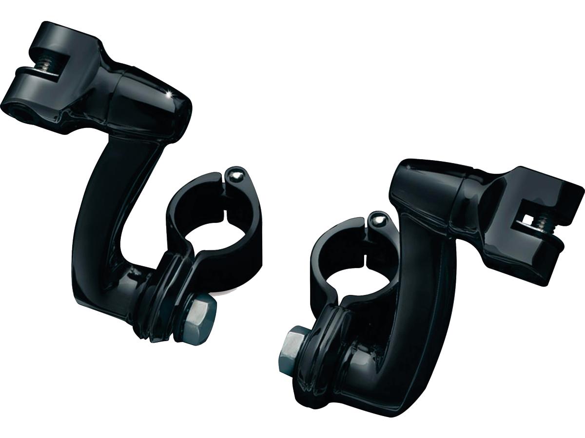 Kuryakyn Longhorn Offset Peg Mounts With 1 1/4" Magnum Quick Clamps Black, Gloss Kuryakyn Default Title