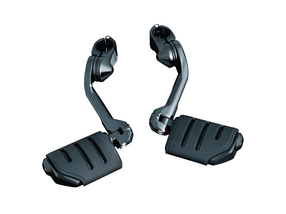 Kuryakyn Tour Tech Cruise Mounts With Heavy Duty Quick Clamps And Offset Arm Long Arm, Tridend Dually Iso Pegs Black, Gloss Kuryakyn Default Title