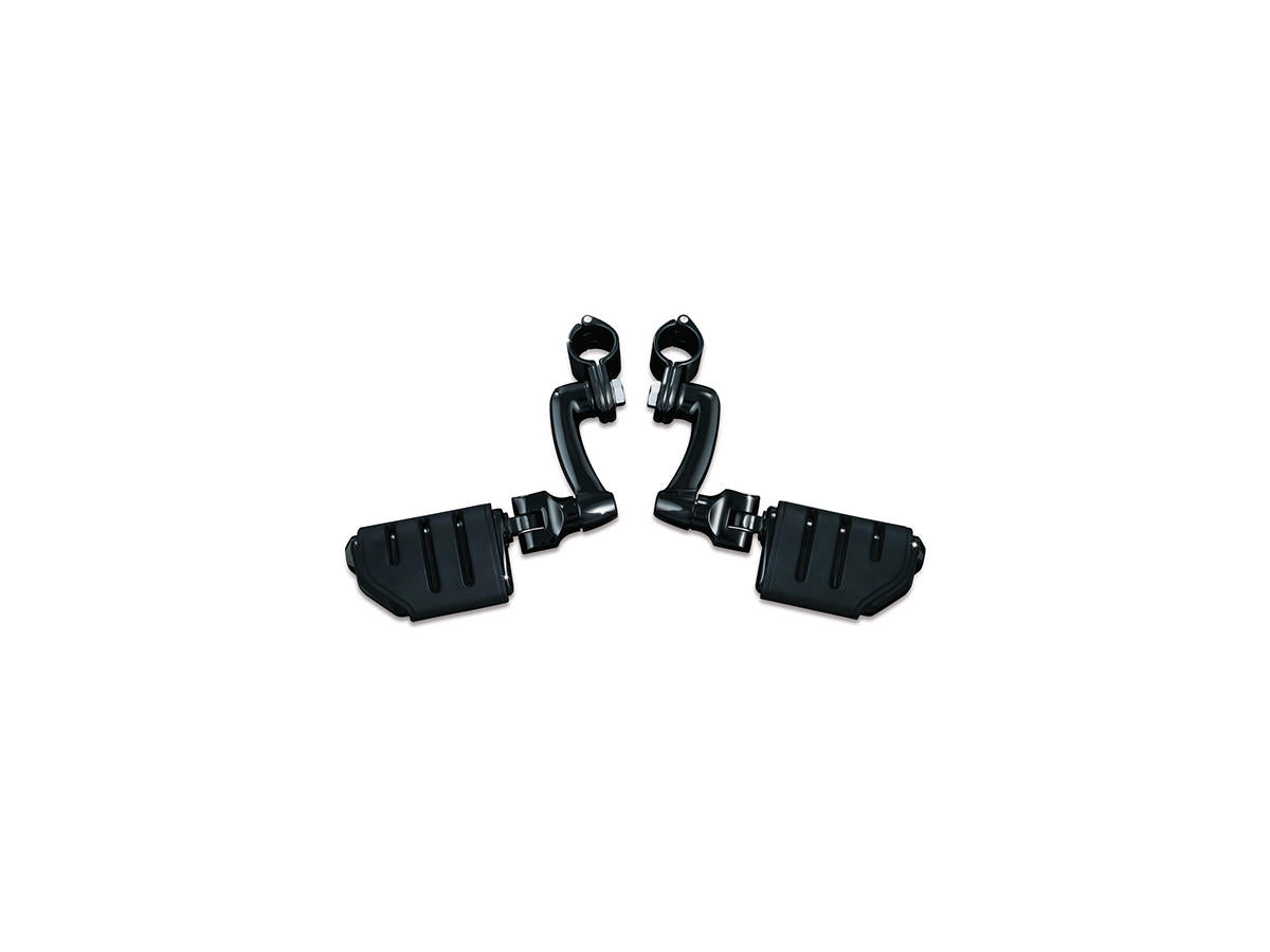 Kuryakyn Longhorn Offset Highway Pegs With 1 1/4" Magnum Quick Clamp Trident Dually Pegs Black, Gloss Kuryakyn Default Title
