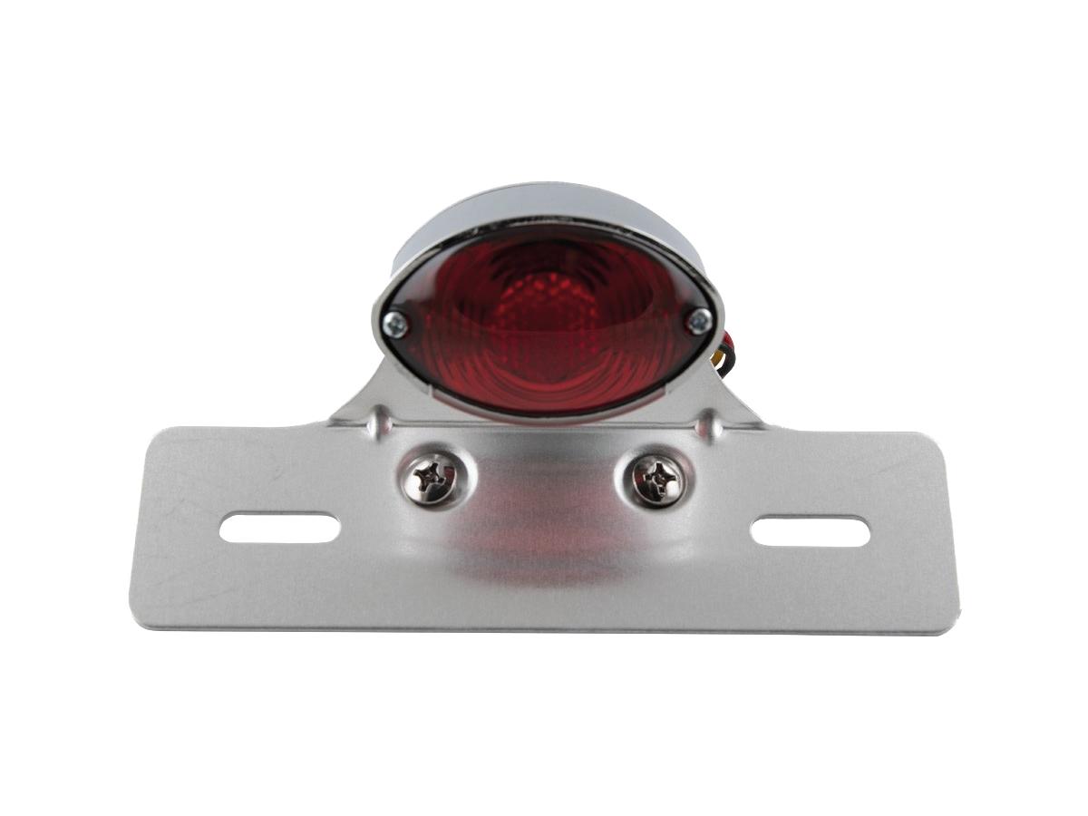Cce Micro Cateye Taillight With License Plate Bracket With License Plate Bracket Chrome Dual Filament Cce Default Title